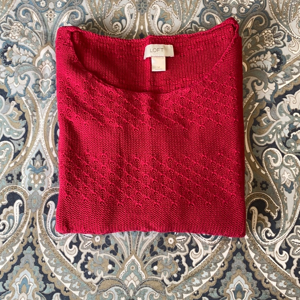 Dark Pink Knitted 3/4 Sleeve Sweater